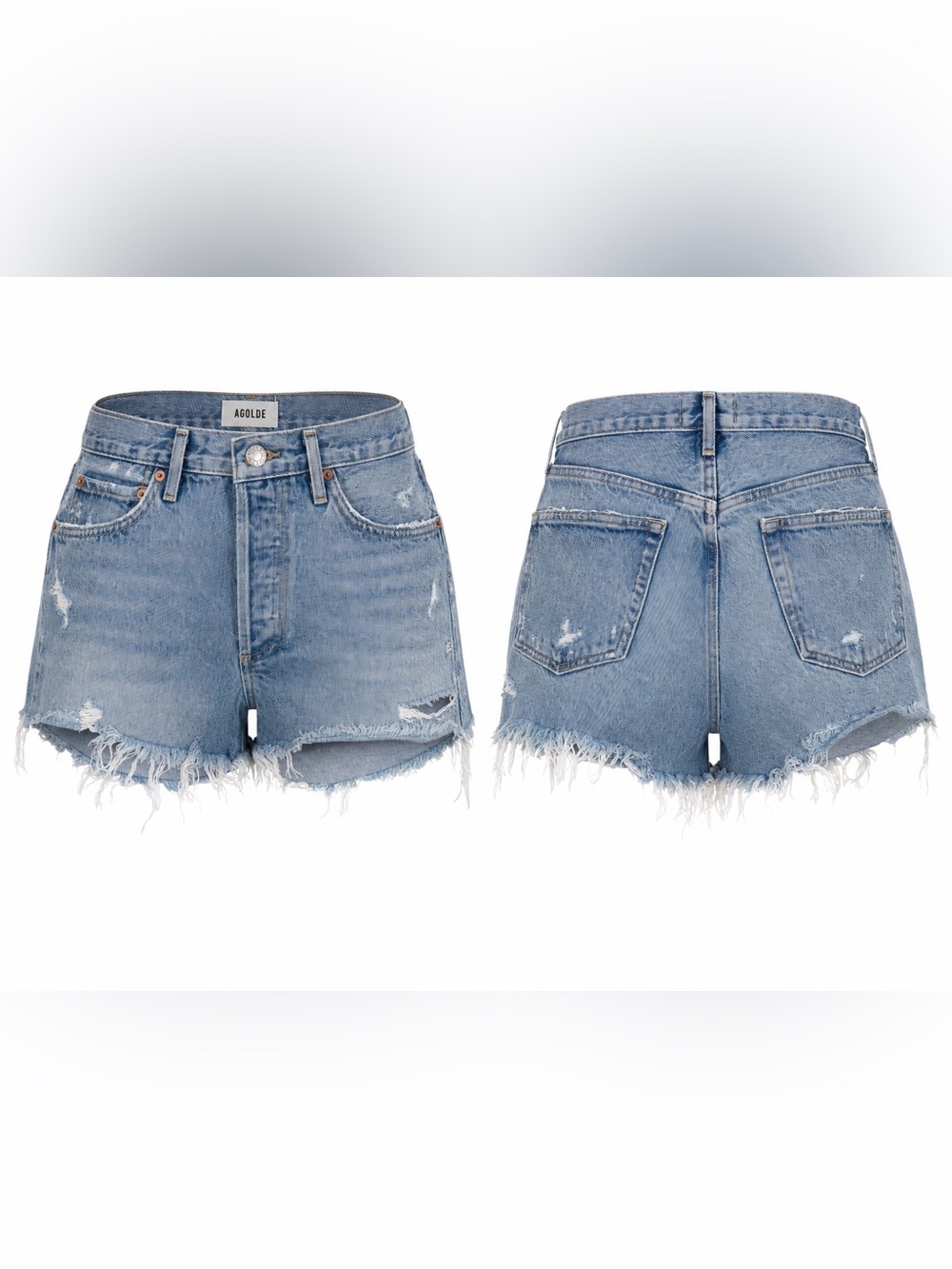 AGOLDE Parker Distressed Denim Size 25 Light Wash High Rise Jean Shorts